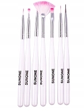 Набор кистей для нейл-арта, 7 шт, белые - Sunone White Nail Art Brush Set — фото N1