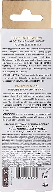 Водостійкий олівець для брів - Christian Laurent Waterproof Brow Pen 2 in 1 — фото N2