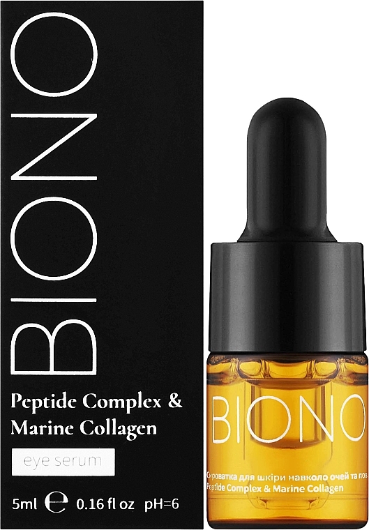 Сироватка для шкіри навколо очей і повік - Biono Peptide Complex & Marine Collagen Serum For Eyelids & Skin Around The Eyes — фото N2