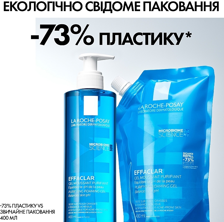 Гель-мус для очищення проблемної шкіри - La Roche-Posay Effaclar + M Purifying Foaming Gel (змінний блок) — фото N2