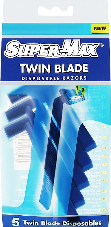 Набір бритв без змінних картриджів, 5 шт. - Super-Max Twin Blade — фото N1