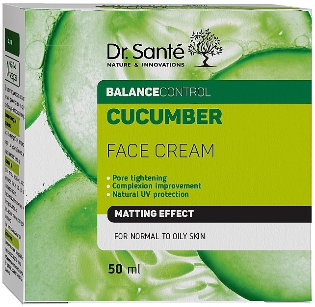 УЦЕНКА Крем для лица с матирующим эффектом - Dr. Sante Cucumber Balance Control * — фото N1