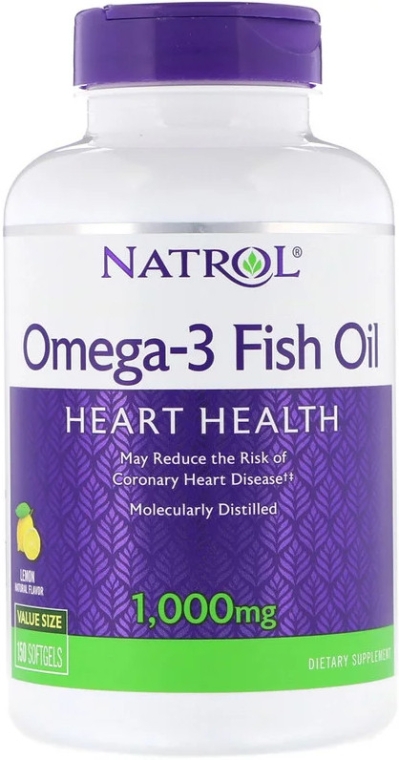 Рыбий жир, 1,000 mg, 150 капсул - Natrol Omega-3 Fish Oil Natural Lemon Flavor — фото N1