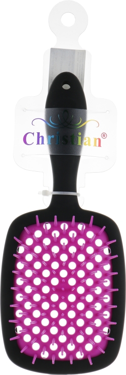 Щітка для сушіння, укладання волосся, CR-4269, чорно-фіолетова - Christian — фото N1