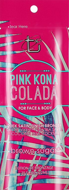 Крем для солярия с сатиновыми бронзантами, кокосовое молочко и розовая морская соль - Brown Sugar Pink Kona Colada 200X (пробник) — фото N1