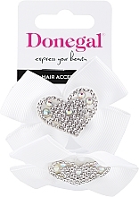 Резинки для волос FA-5665, бант с сердцем 2шт + белые 4шт - Donegal — фото N1