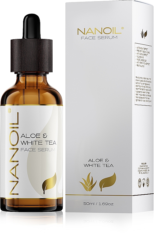 Сироватка для обличчя, з білим чаєм, для всіх типів шкіри - Nanoil Aloe & White Tea Face Serum — фото N1