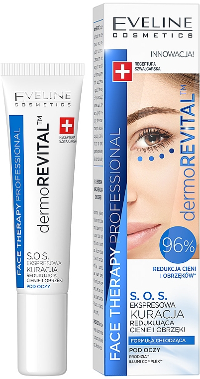 Экспресс-сыворотка для кожи вокруг глаз против темных кругов и отеков - Eveline Cosmetics Face Therapy Professional SOS DermoRevital