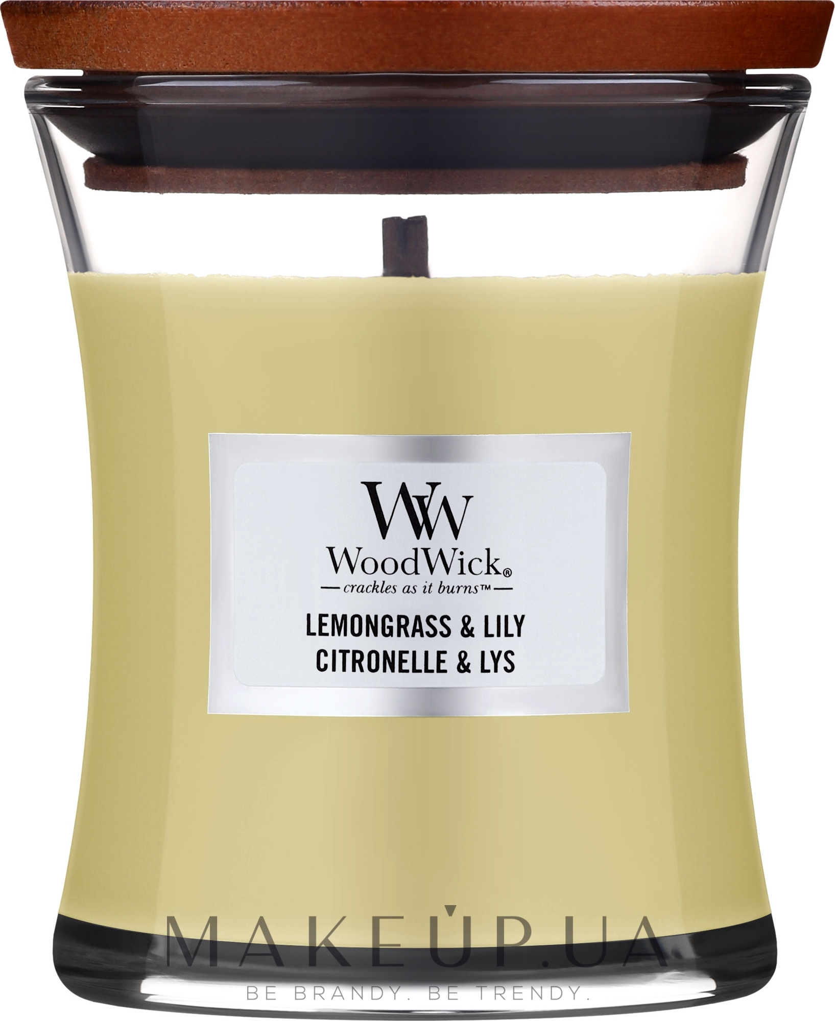 Ароматична свічка в склянці - WoodWick Hourglass Candle Lemongrass & Lily — фото 275g