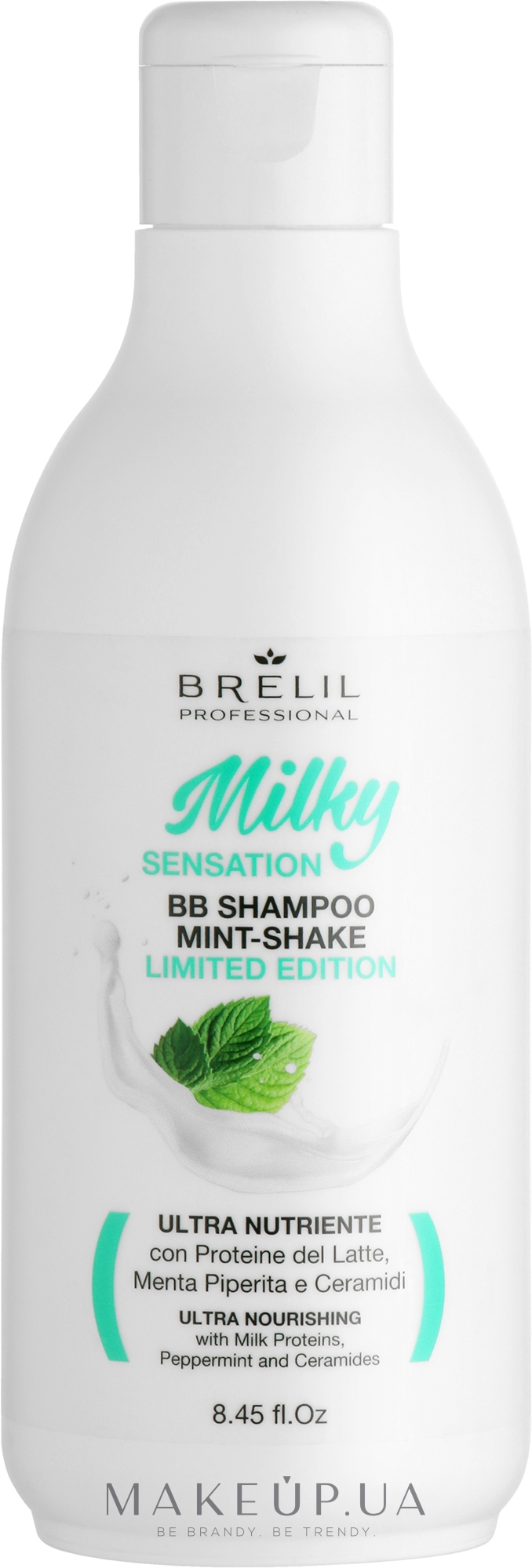 Освежающий и восстанавливающий шампунь с мятой и молочными протеинами - Brelil Milky Sensation BB Shampoo Mint-Shake Limitide Edition — фото 250ml