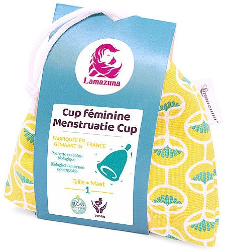 Гігієнічна менструальна чаша, розмір 1, жовтий чохол  - Lamazuna — фото N1