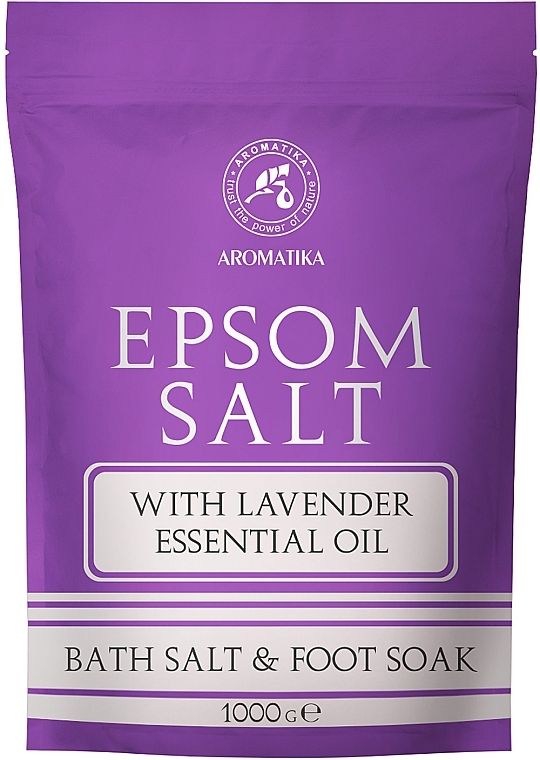 Сіль англійська для ванн з ефірною олією лаванди - Aromatika Epsom Salt With Lavander Essential Oil Bath Salt & Foot Soak — фото N1