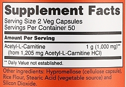 Пищевая добавка "Карнитин", капсулы, 500 мг - Now Foods Acetyl-L-Carnitine — фото N5