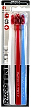 Набор зубных щеток, экстрамягкая, белая + красная + голубая - Swissdent Profi Gentle Extra Soft Trio-Pack — фото N1
