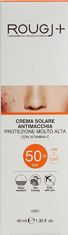Солнцезащитная эмульсия для лица с витамином С - Rougj+ Sunscreen Cream Anti-Spot Very High Protection With Vitamin C SPF50+ — фото N2