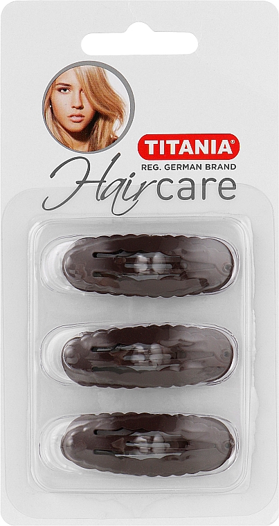Заколки для волос "Riffel Medium", 6шт, коричневые - Titania — фото N1
