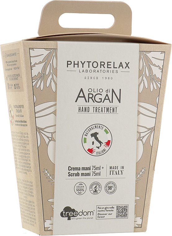 Набор - Phytorelax Laboratories Olio di Argan Hand Treatment (h/cr/75ml + h/scrub 75ml)