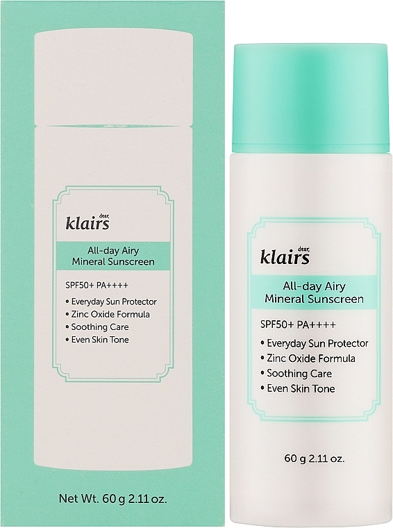 М’який мінеральний сонцезахисний крем - Klairs All-day Airy Mineral Sunscreen — фото N4