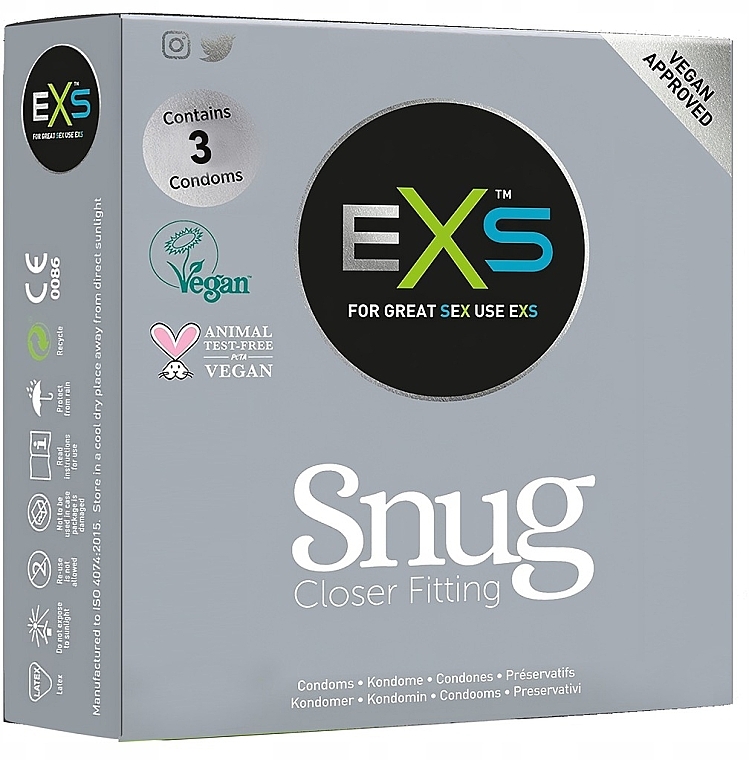 Презервативы плотно прилегающие, 3 шт. - EXS Condoms Snug Fit — фото N1