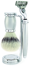 Духи, Парфюмерия, косметика Набор для бритья - Edwin Jagger Bulbous Satin 3 Piece Mach3 Set Silver Tip Badger