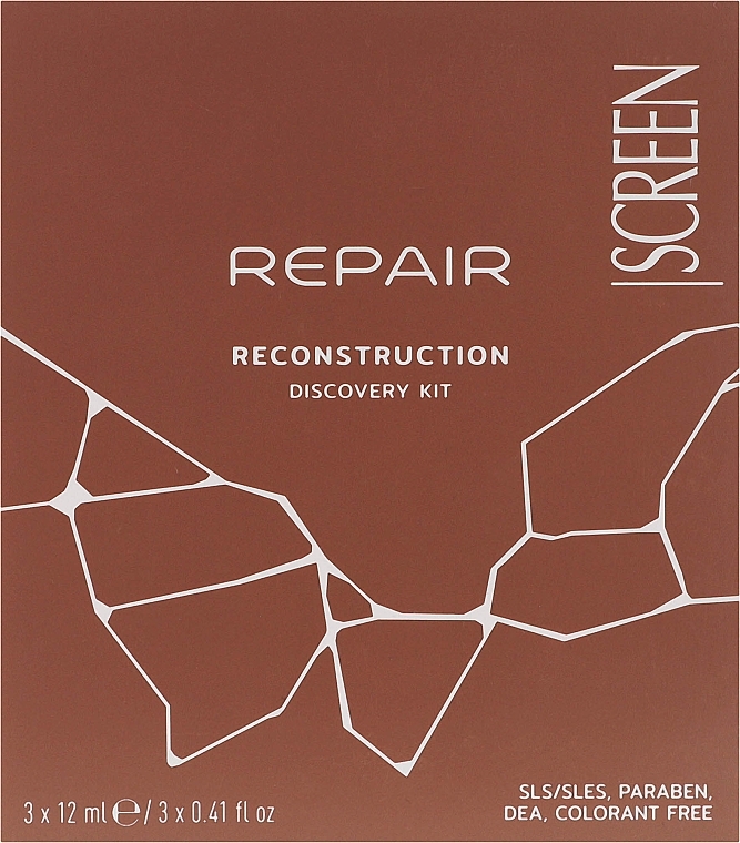 Набір для реконструкції волосся - Screen Repair Reconstruction Discovery Kit (shm/12ml+cond/12ml+balm/12ml) — фото N1