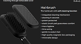 Щітка для волосся з функцією самоочищення, Classic Black - Bellody Patented Hairbrush With Self-Cleaning Function — фото N3