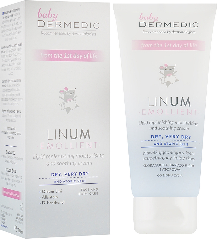 Зволожуючий і заспокійливий крем для дітей з 1-го дня життя - Dermedic Linum Emolient Baby Cream — фото N1