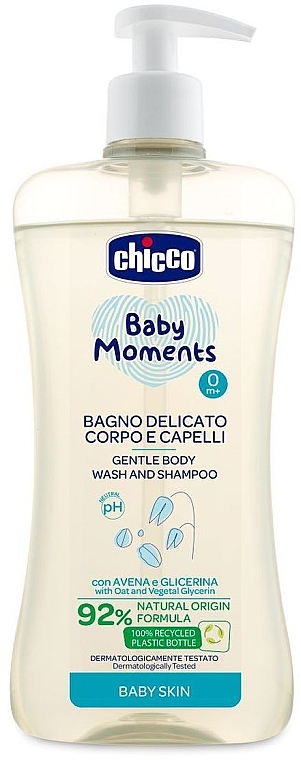 Гель-шампунь для тела и волос "Без Слез" с экстрактом овса - Chicco Baby Moments Body Wash And Shampoo