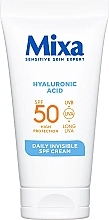 Парфумерія, косметика Щоденний зовложувальний крем - Mixa Hyaluronic Acid Daily Invisible SPF50 Cream