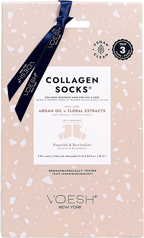 Догляд для ніг, колагеновий - Voesh Collagen Socks Trio Argan Oil & Floral Extract — фото N1