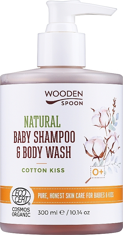 Детский шампунь-гель для тела "Поцелуй хлопка" - Wooden Spoon Natural Baby Shampoo & Body Wash Cotton Kiss — фото N1
