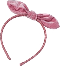 Велюровий обруч із бантом, рожевий - Lolita Accessories — фото N1