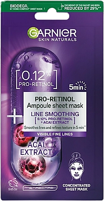 Тканевая маска для лица - Garnier Skin Naturals Pro-Retinol Sheet Mask — фото N1