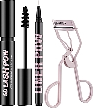 Набор - Makeup Revolution Lash Pow Eye Duo Gift Set (eyelash curler/1pc + mascara/12.2ml + eyeliner/3ml) — фото N2