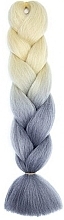 Искуственные накладные волосы, 120 см, бело-серое омбре - Ecarla — фото N1