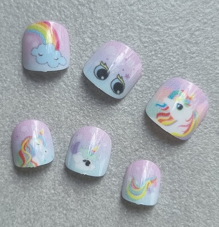 Накладные ногти для детей "Единорог и радуга", белый, 956 - Deni Carte Magic Miss Tips — фото N4