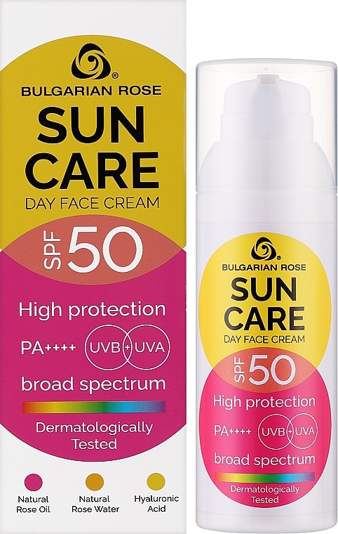 Крем для обличчя, денний із захистом SPF 50 - Bulgarian Rose Sun Care Day Face Cream SPF 50 — фото N2