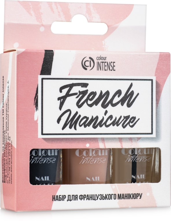 Набор "Французский маникюр" - Colour Intense French Manicure Kit (polish/5ml + polish/5ml + polish/5ml + n/stencil/24pcs) — фото N2