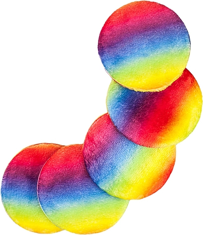 Косметические диски для снятия макияжа многократного использования, разноцветные, 5 шт. - Glov Rainbow Reusable Cleansing Pads — фото N4