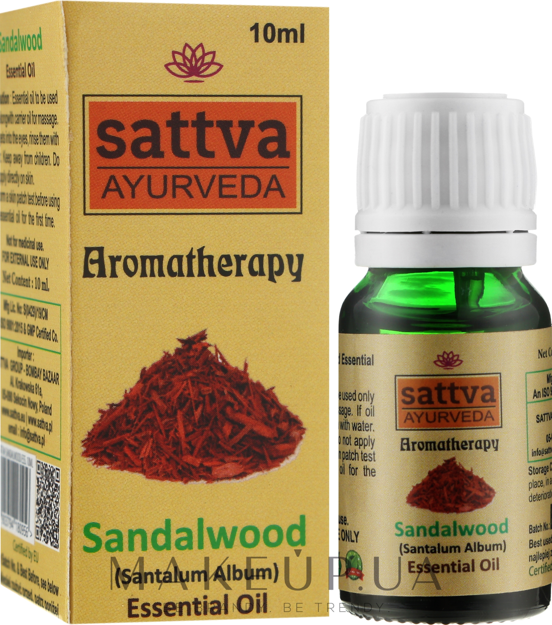 Ефірна олія "Сандалове дерево" - Sattva Ayurveda Sandalwood Essential Oil — фото 10ml