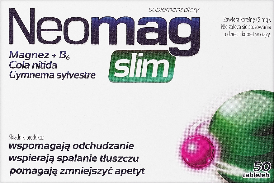 Харчова добавка з магнієм і вітаміном В6, таблетки - Aflofarm Neomag Slim — фото N1