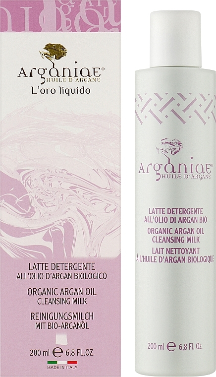 Очищающее молочко для лица с органическим аргановым маслом - Arganiae L'oro Liquido Organic Argan Oil Cleansing Milk — фото N2