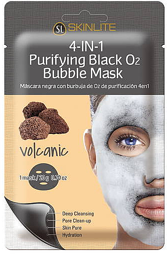 Пузырьковая маска для лица "Вулканическая пыль" - Skinlite Purifying Black Bubble Mask — фото N1
