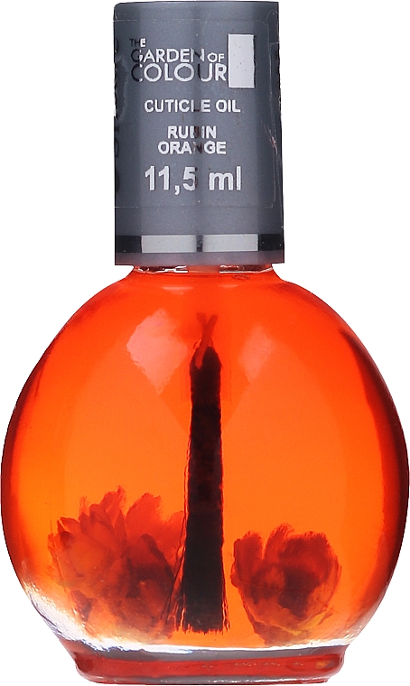 Олія для нігтів і кутикули з квітами "Апельсин" з пензликом - Silcare Cuticle Oil Rubin Orange — фото N1