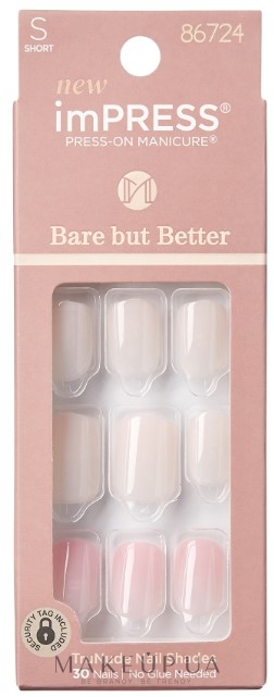 Набор накладных ногтей - Kiss imPress Press-On Manicure Bare But Butter Short — фото Effortless Finish
