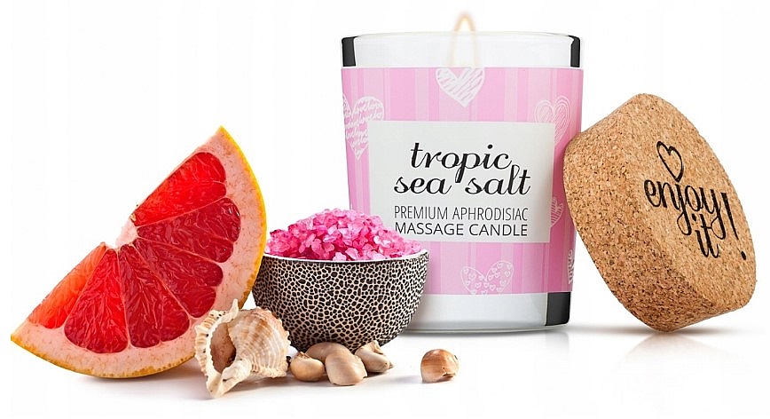 Свічка для масажу "Тропічна морська сіль" - Magnetifico Enjoy It Premium Aphrodisiac Massage Candle Tropic Sea Salt — фото N4