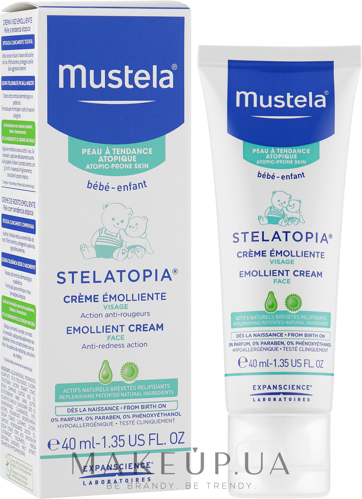 Пом'якшувальний крем для обличчя - Mustela Bebe Stelatopia Emollient Cream — фото 40ml