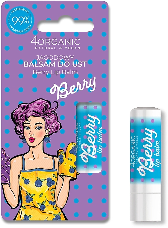 Бальзам для губ "Чорниця" - 4Organic Pin-up Girl Berry Lip Balm — фото N1