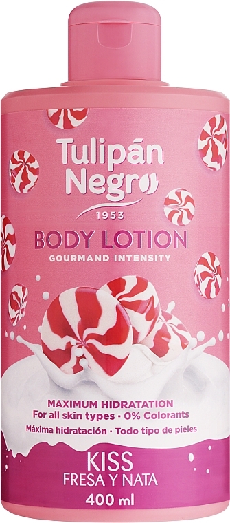 Лосьон для тела "Клубнично-кремовый поцелуй" - Tulipan Negro Kiss Strawberry & Cream Body Lotion — фото N1