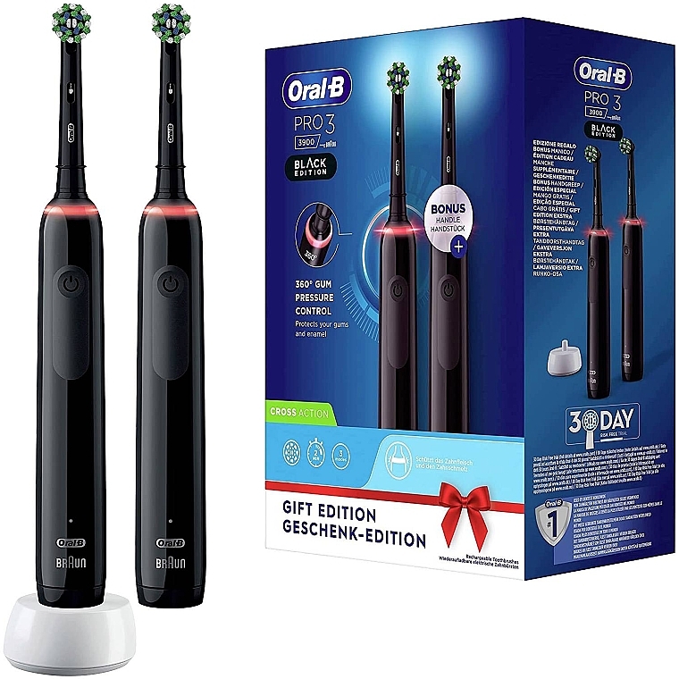 Електрична зубна щітка, чорна - Oral-B Pro 3 3900 Black — фото N1